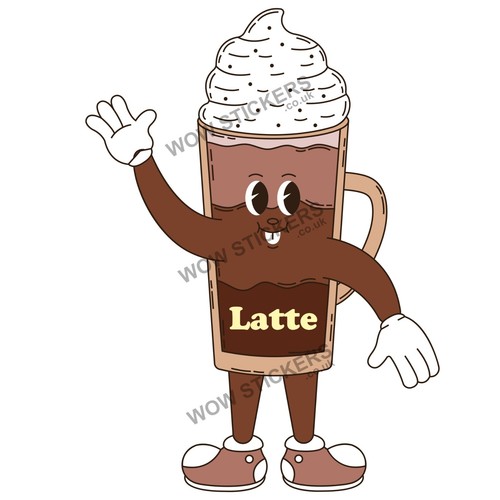Latte coffee mascot sticker - coffee,