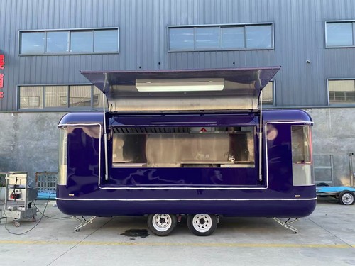 Purple mobile food trailer - food,