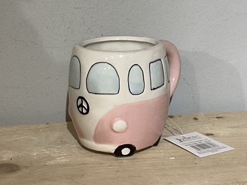 Pink camper van coffee mug - van,